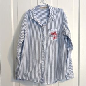 Modcloth Sugarhill Boutique Striped Button Down with Pocket Embroidery